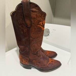 Gameday Texas Longhorns Brown Leather western Cowboy boots size 6 women's.